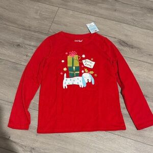 Cat & Jack Red Long Sleeve Tee with Gift Dog Design